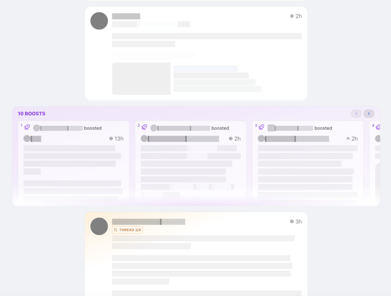 Screenshot of Boosts Carousel