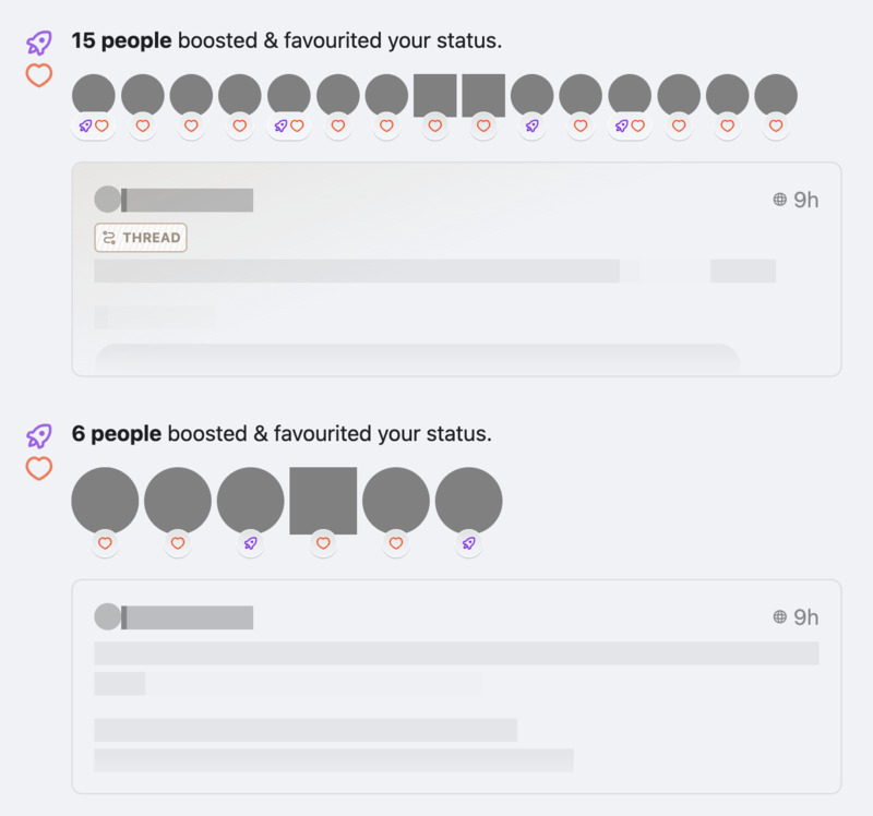 Screenshot of grouped notifications