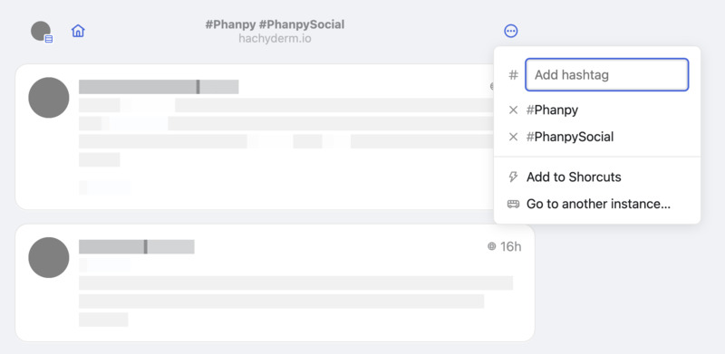 Screenshot of multi-hashtag timeline with a form to add more hashtags