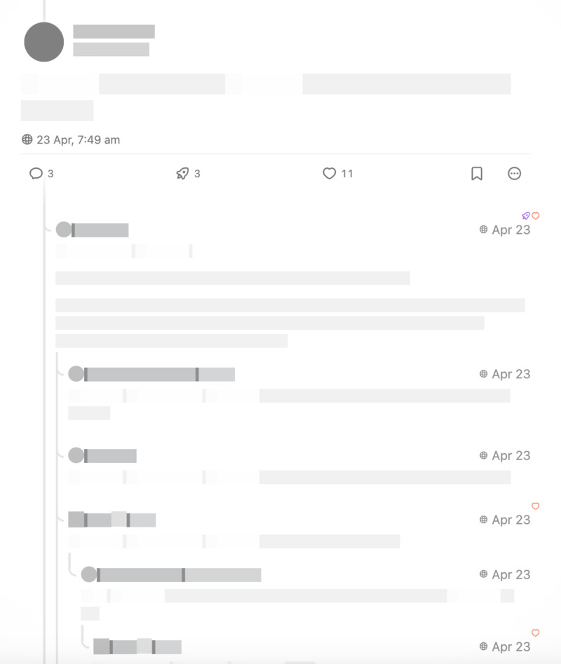 Screenshot of nested comments thread